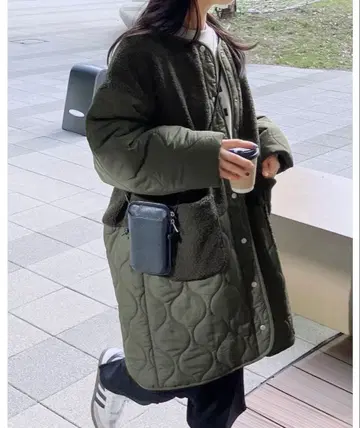 reca 노카라 보아 x 표주박 퀼트 코트 카키 퀼팅 자켓 M