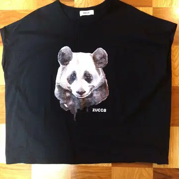 [ 미사용 새상품 ] 주카 zucca 티셔츠 팬더 무늬 블랙