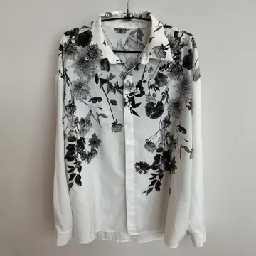 [ 새상품급 ] HARE 꽃무늬 셔츠 화이트 흑백