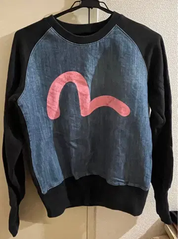 에비수 맨투맨 래글런 슬리브 트레이닝복 36 블랙 데님