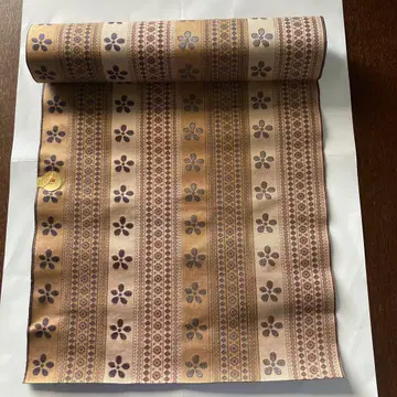 순수 실크 니시진 비단 나고야 오비 올 패턴 줄무늬 꽃 무늬 옷감