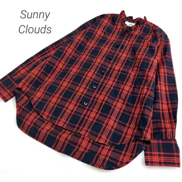 써니클라우드 프릴 옷깃 체크 셔츠 빨간색 M