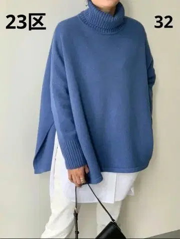 23구 캐시미어 블렌드 벌키 판초 니트 잉크 블루 32 작은 사이즈