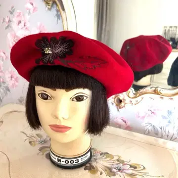 장미색 모자 / 아티산 스티치 베레모