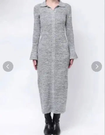 Lagunamoon 멜란지 플레어 캡 니트 원피스 라이트 그레이