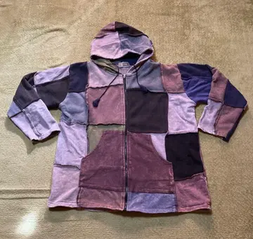 패치워크 속기모 후드 부착 후드티