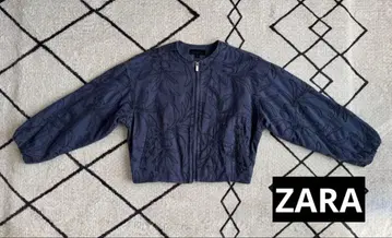 ZARA 네이비 자수 크롭 자켓
