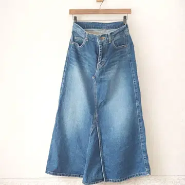 빈티지풍 디자이너 프리지 쿠라시키 데님 롱 스커트 LL