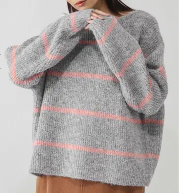 모헤어 터치 보더 풀 오버