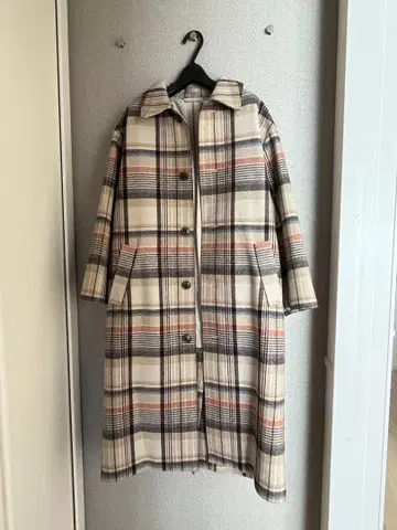 [ Mila Owen ] 체크 무늬 롱 코트 허리 벨트 포함