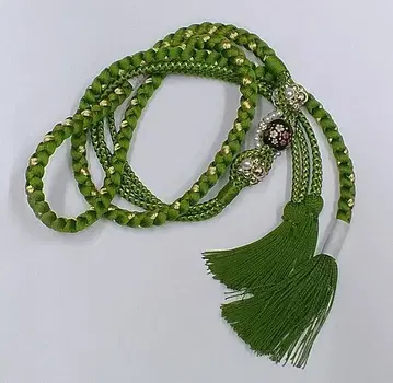 후리소데에 최적 허리띠 (그린) 럭셔리 장식 허리띠 미사용품 121702