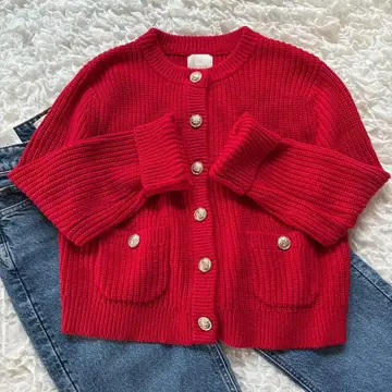 [가격 인하] H&M 빨간색 리브 가디건