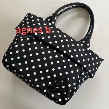 [ agnes b. ] 에네스베 보야지 토트백 도트 무늬 블랙/화이트