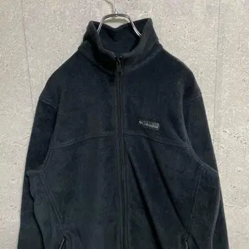 컬럼비아 자수 로고 블랙 플리스 자켓 풀 집업 M