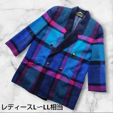 체크 무늬 더블 브레스트 자켓 여성용 L LL 상당