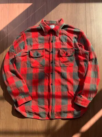 60s Sears 헤비 밴드 포함 플란넬 코튼 100 페이드 빈티지