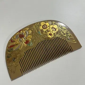 앤티크 럭셔리 금 마키에 헤어콤 꽃무늬 기모노 스키 구락부 397