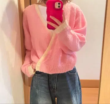 [90' 빈티지] 핑크 2way 가디건