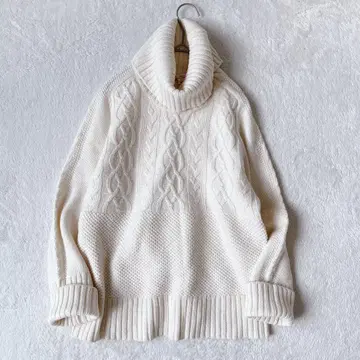 갭 | 터틀넥 스웨터 [ S ] 케이블 허니콤 니트 아이보리