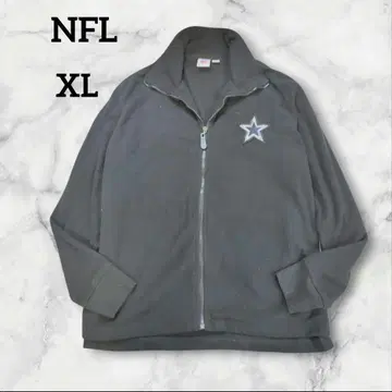 NFL 블랙 플리스 자켓 별 자수 풀 집업 XL