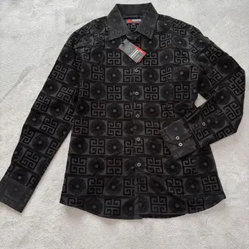 패턴 셔츠 올 패턴 블랙 버튼 긴팔 셔츠 블랙