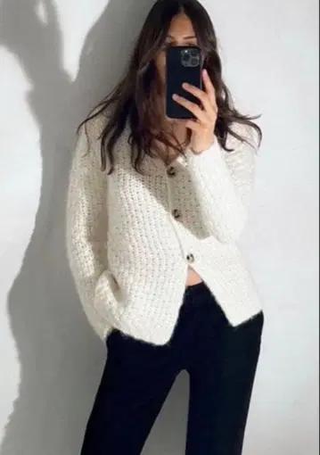 ZARA 알파카 울 블렌드 가디건 S 사이즈 미사용 새상품