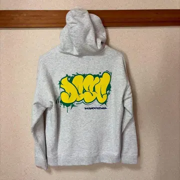 그레이 그래피티 디자인 후드 부착 후드티