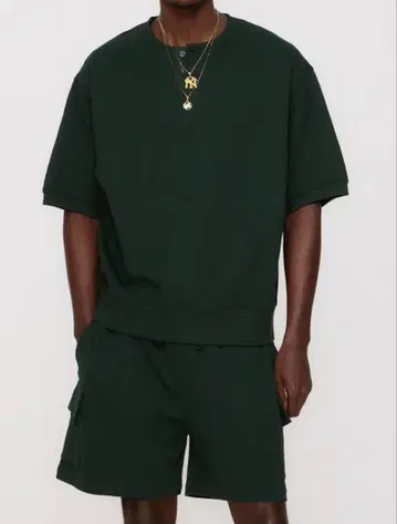 다크 그린 숏슬리브 T셔츠
