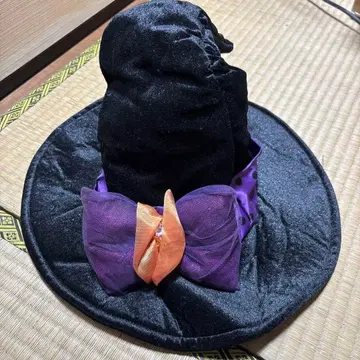 마녀 모자 블랙과 보라색 오렌지 리본 포함