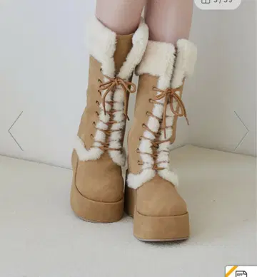 NICE CLAUP 마이너스 3kg 레이스업 어그 부츠