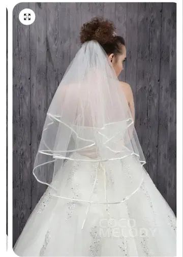 페이스 업 베일 숏 베일 새틴 파이핑