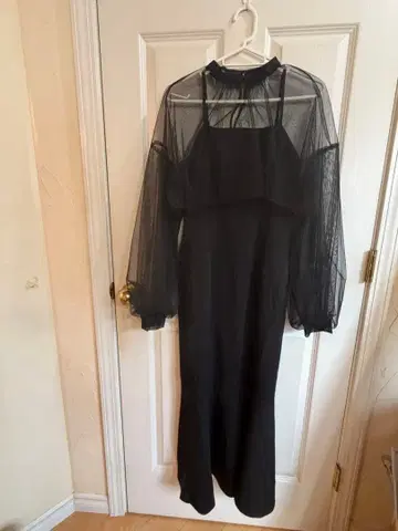 블랙 시스 드레스 벌룬 슬리브