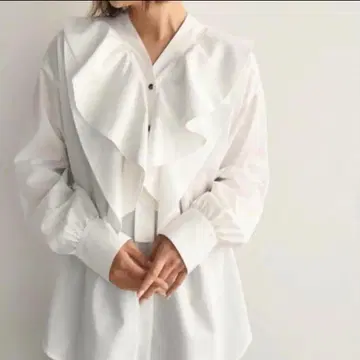 cen. 센 더블 프릴 블라우스 화이트