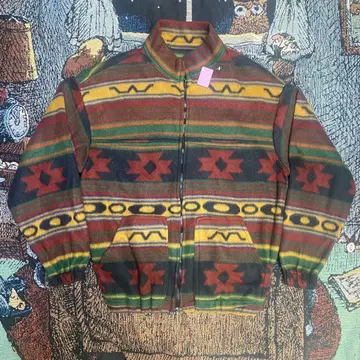 80s 네이티브 무늬 멀티 컬러 플리스 자켓 TALON 지퍼