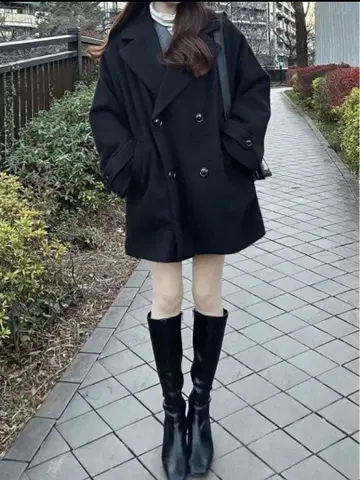 GRL 샤기 코쿤 코트[ze839] 블랙 가을/겨울 숏 기장