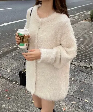 페더 롱 크루 가디건