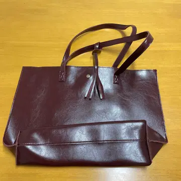 버건디 심플 토트백