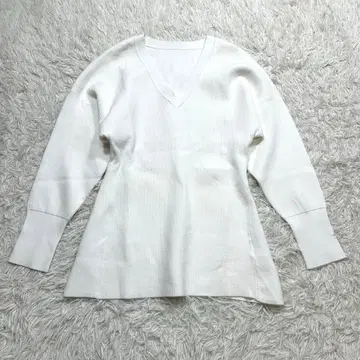 스터링 루어 V넥 리브 페플럼 풀오버 M 화이트