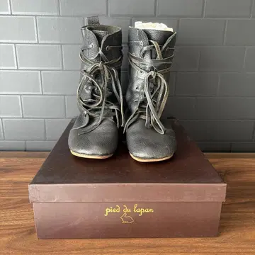 천연 가죽 pied du lapin 블랙 가죽 미들컷 부츠