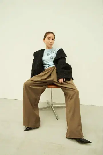 CLANE x 다나카 미나미 TUCK HERRINGBONE SLACKS