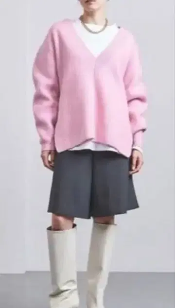 유나이티드 애로우즈 핑크 긴팔 니트 스웨터 하찌