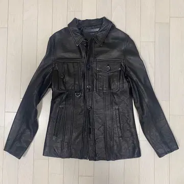 MAN VEN 천연 가죽 가죽 자켓 블랙 슬림 모