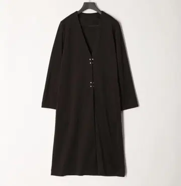 Emilyan 블랙 롱 코트 스냅 버튼 부착
