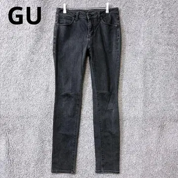 3418 지유 GU 스키니 데님 팬츠 블랙 코튼 캐주얼