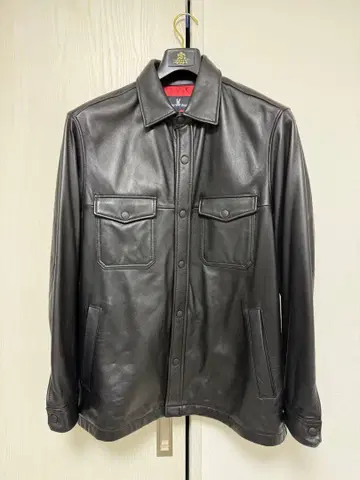 블랙 가죽 자켓 토끼 자수