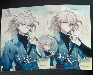 단간론파 코마에다 나기토 2L판 브로마이드 2장 캔뱃지 세트