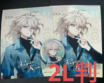 단간론파 코마에다 나기토 2L판 브로마이드 2장 캔뱃지 세트