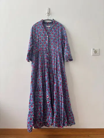 인도 면 꽃무늬 롱 드레스