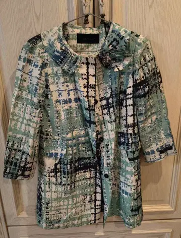 체크 무늬 오부 소매 자켓