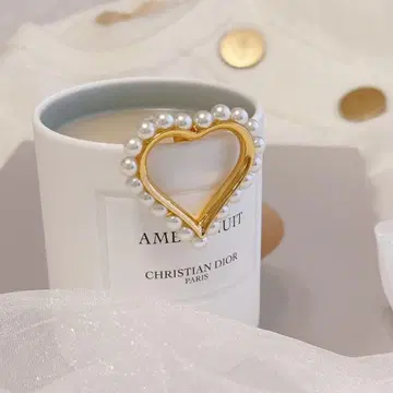 진주 하트 브로치